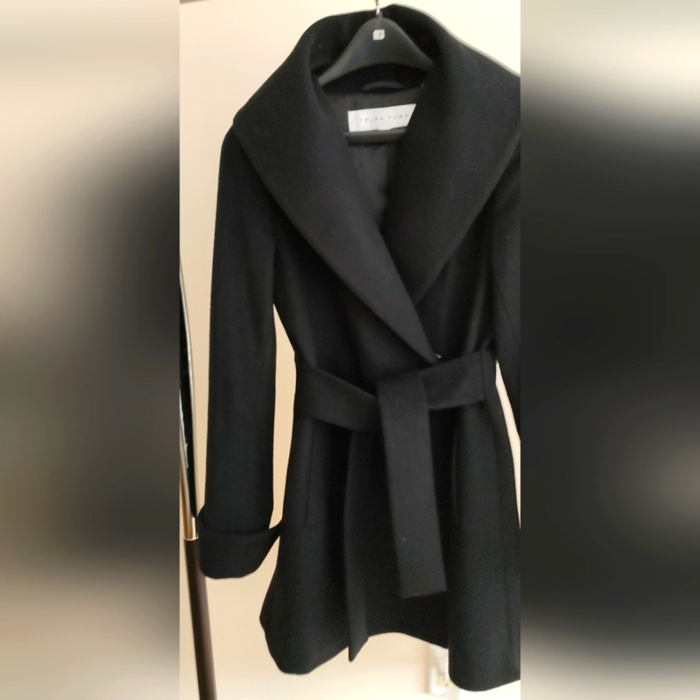 Trina Turk Shawl Collar Wrap Coat 0 in wool cashmere